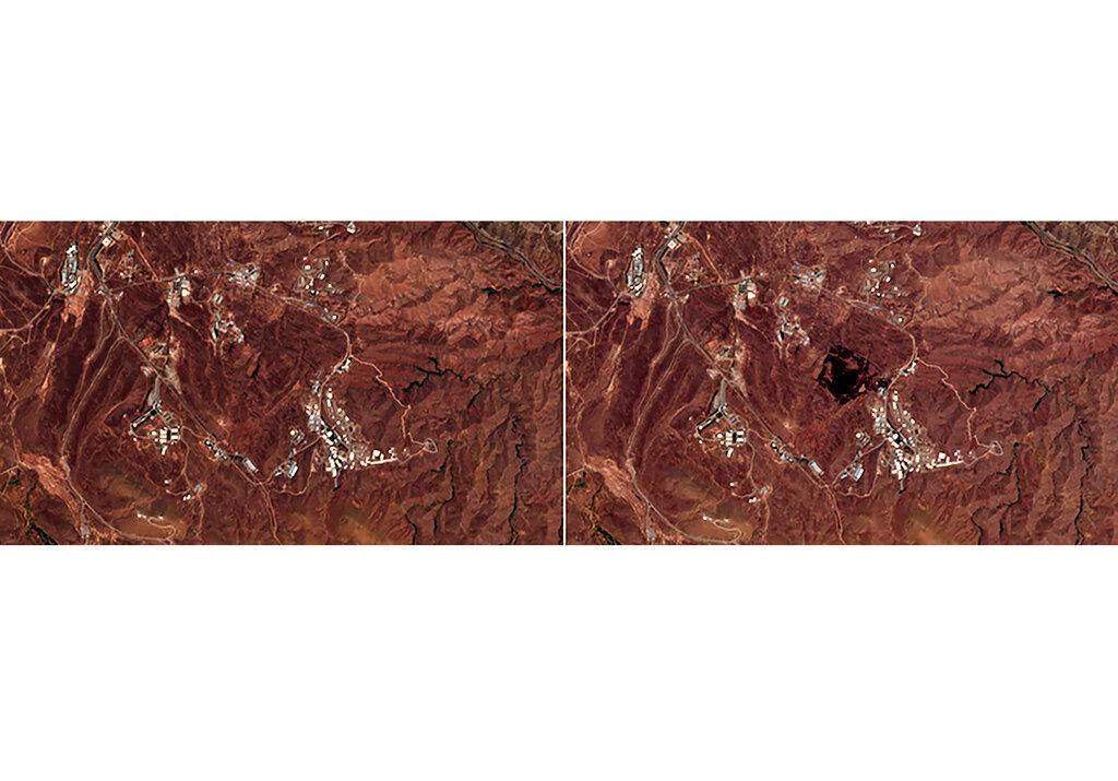 foto satelit dampak ledakan di dekat teheran